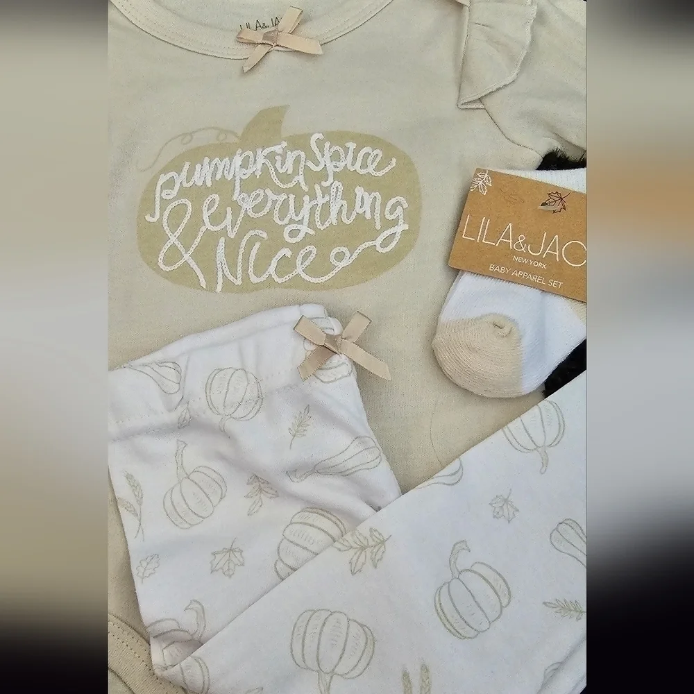 LILA & Jack Pumkin Spice and Everything Nice 3pc set 6-9m